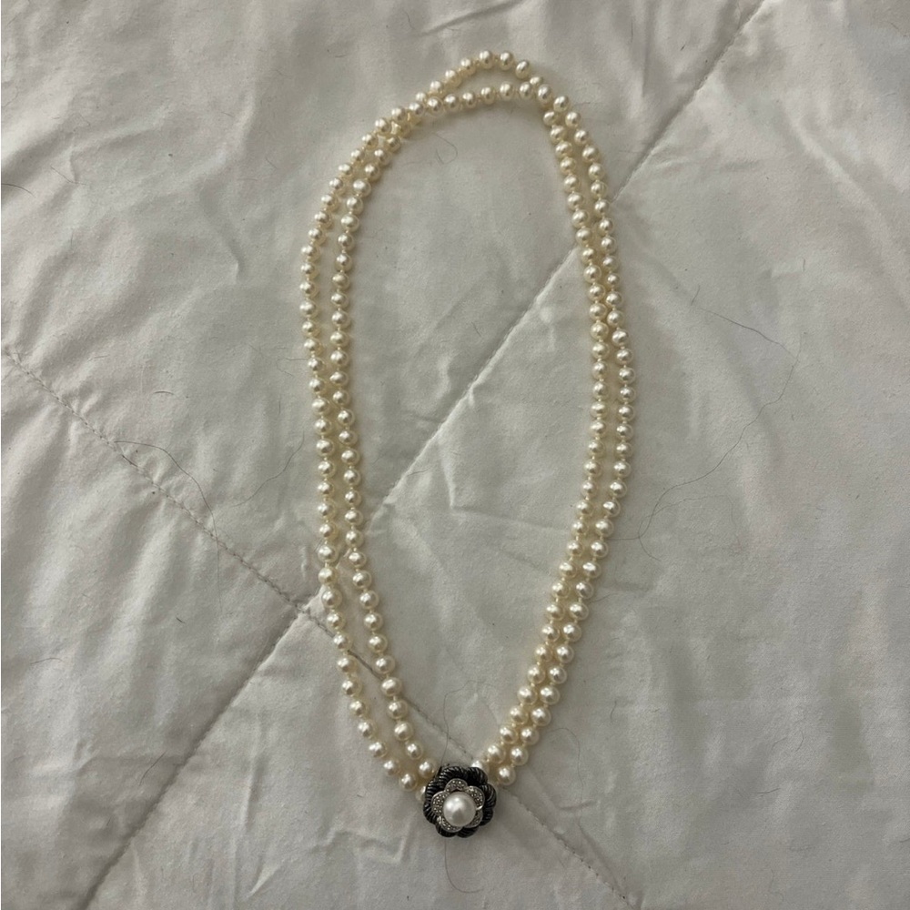 Vintage Fresh Water Double strand pearl necklace with sterling silver clasp